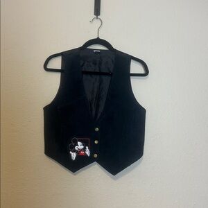 Vintage Mickey Unlimited Disney Mickey Mouse Leather Vest‎ in black size Small